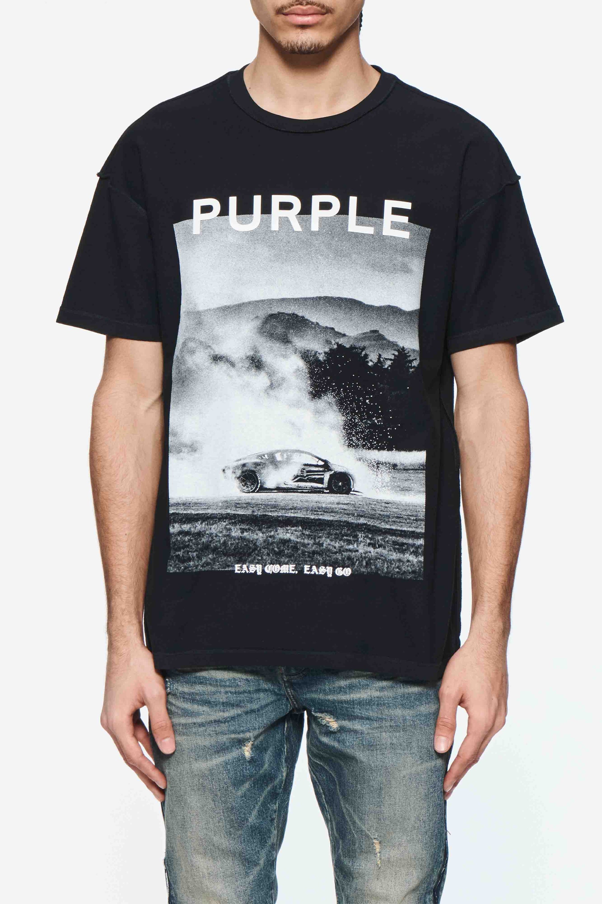 Purple T-Shirt Textured Inside Out Black