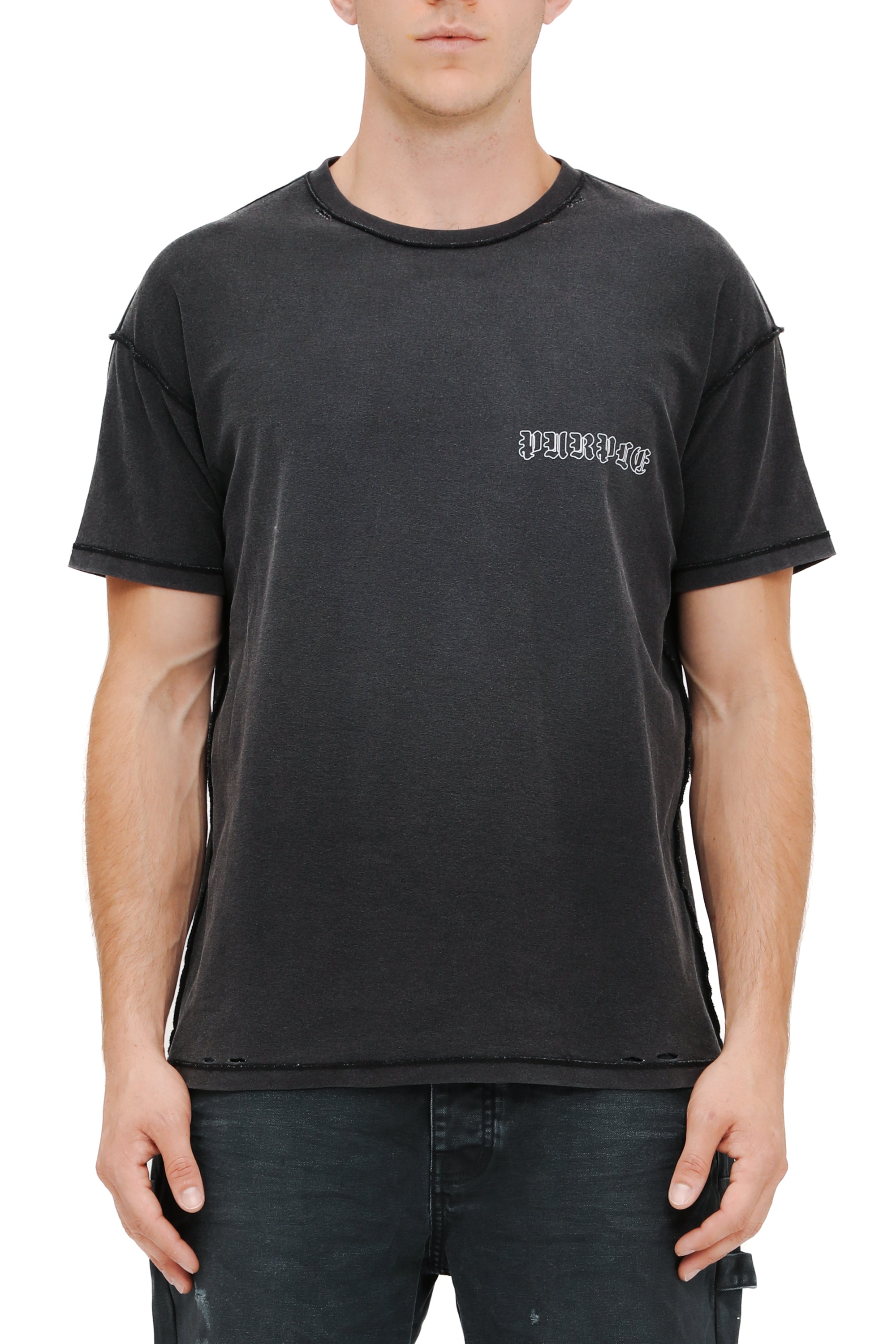 Purple T-Shirt Textured Inside Out Black