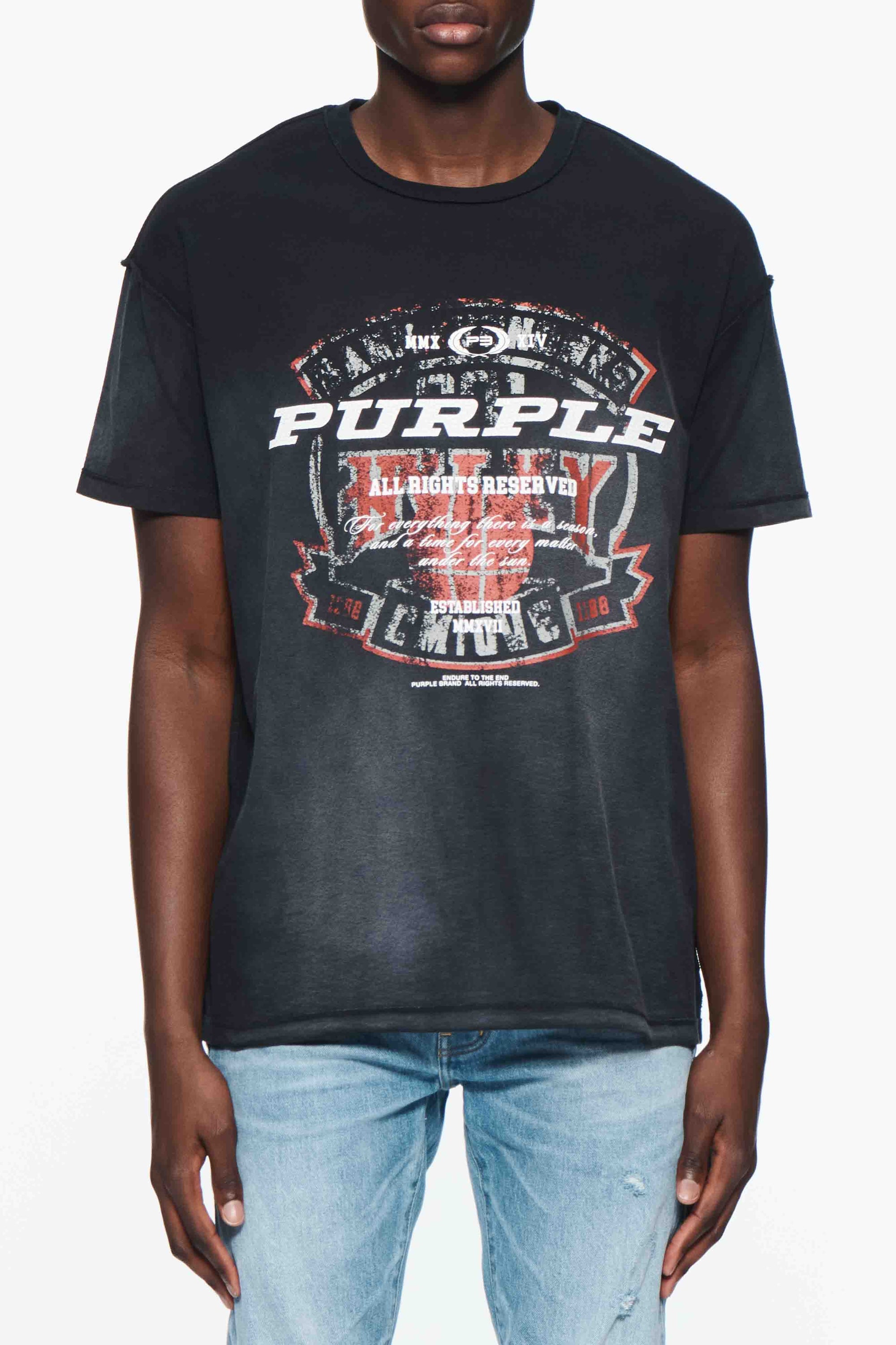 Purple T-Shirt Textured Inside Out Black
