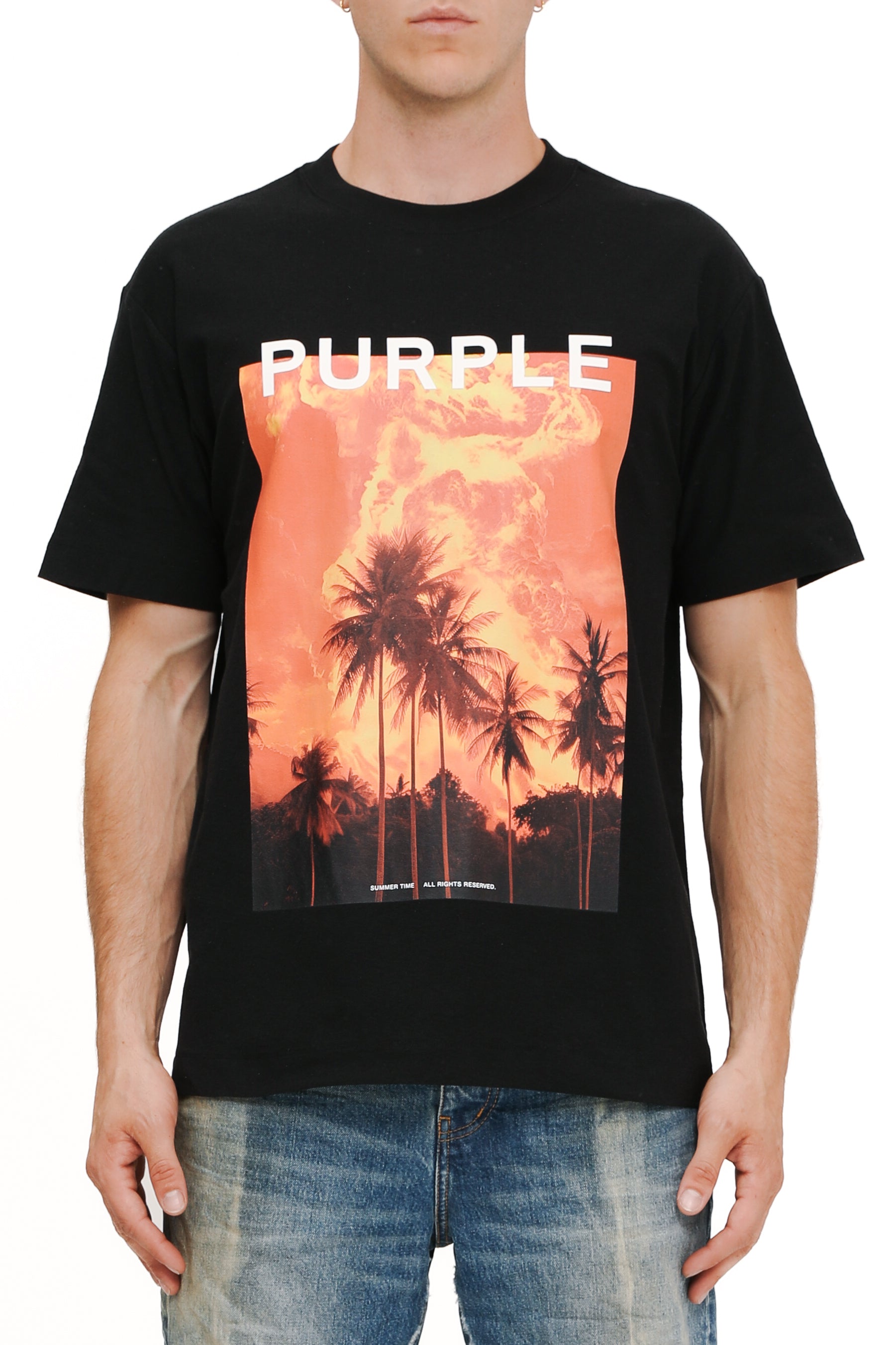 Purple T-Shirt Textured Knitwear Black