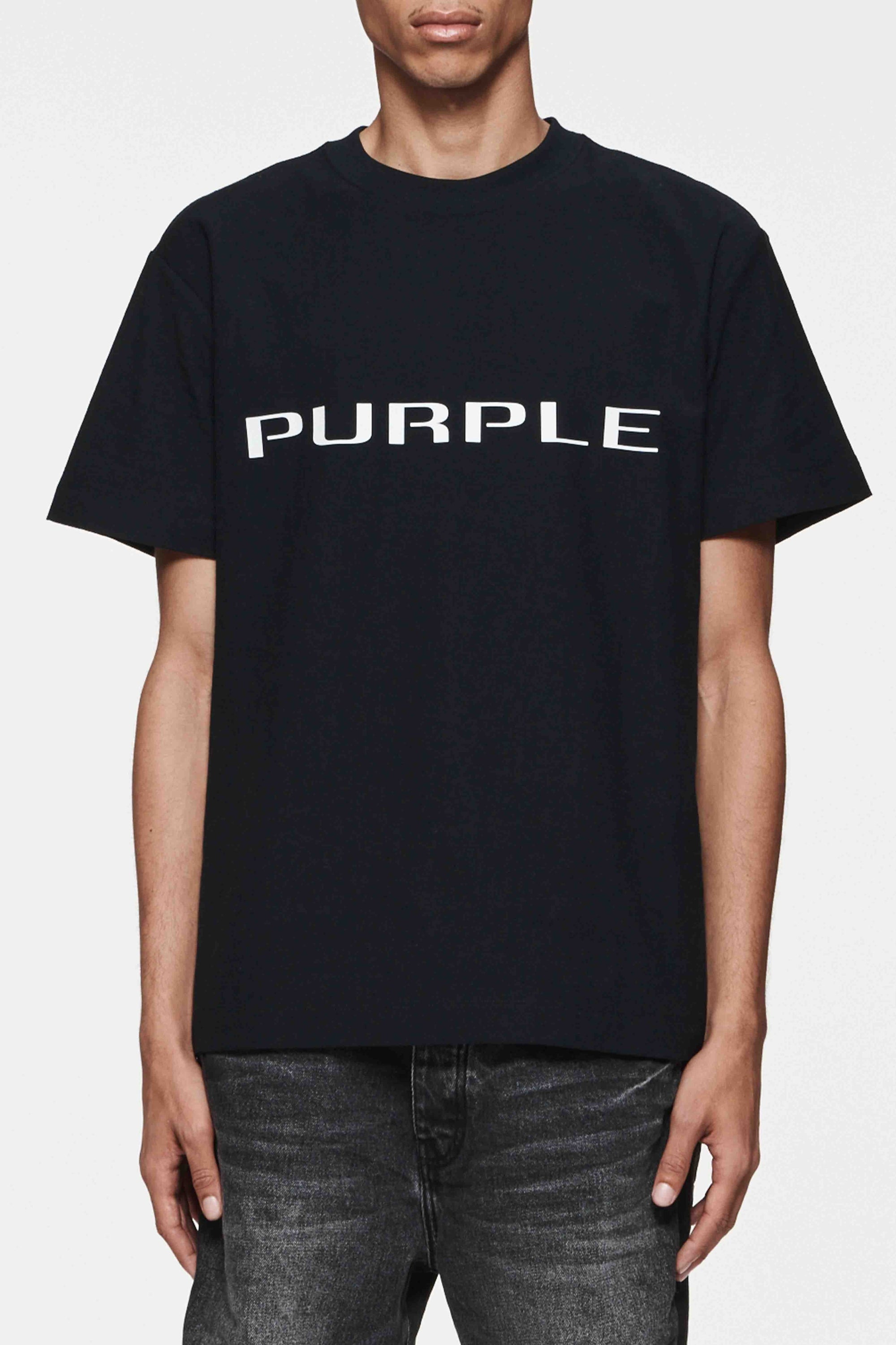 Purple T-Shirt Textured Knitwear Black