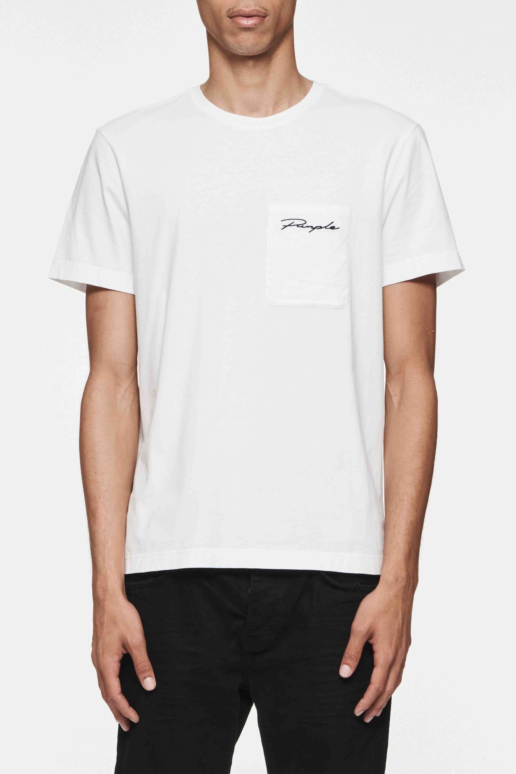 Purple T-Shirt Clean Knitwear Pocket White