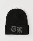 True Religion Crystal Old English Beanie Jet Black