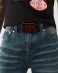 True Religion Old English Belt Jet Black
