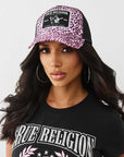 True Religion Leopard Trucker Hat Pink Leopard