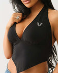 True Religion Hs Bandeau Halter Crop Top Jet Black