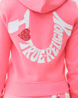 True Religion I Love Tr Classic Zip Hoodie Sunkist Coral