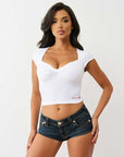 True Religion Front Twist Cap Sleeve Top White