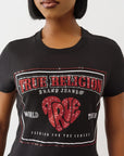 True Religion Crystal Srs Logo Crew Tee Jet Black