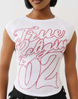 True Religion Sporty Ss Raglan Ribbed Top Optic White