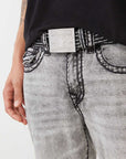 True Religion Multi Big T Stitch Belt Black