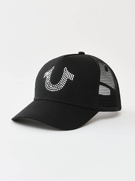 True Religion Crystal Trucker Cap Jet Black - AL Capone Premium