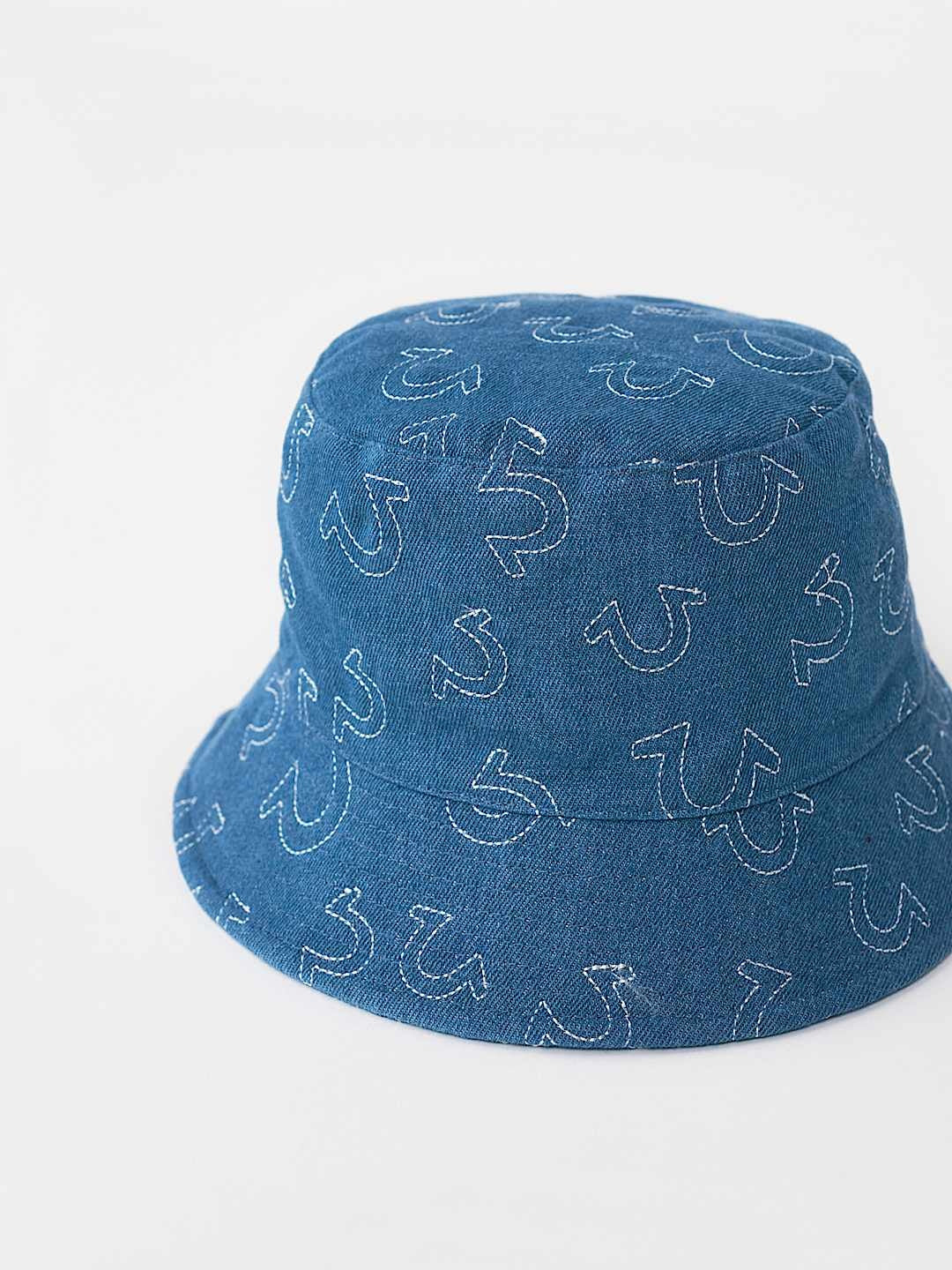 True Religion Bucket Hat All Over Hs Light Wash