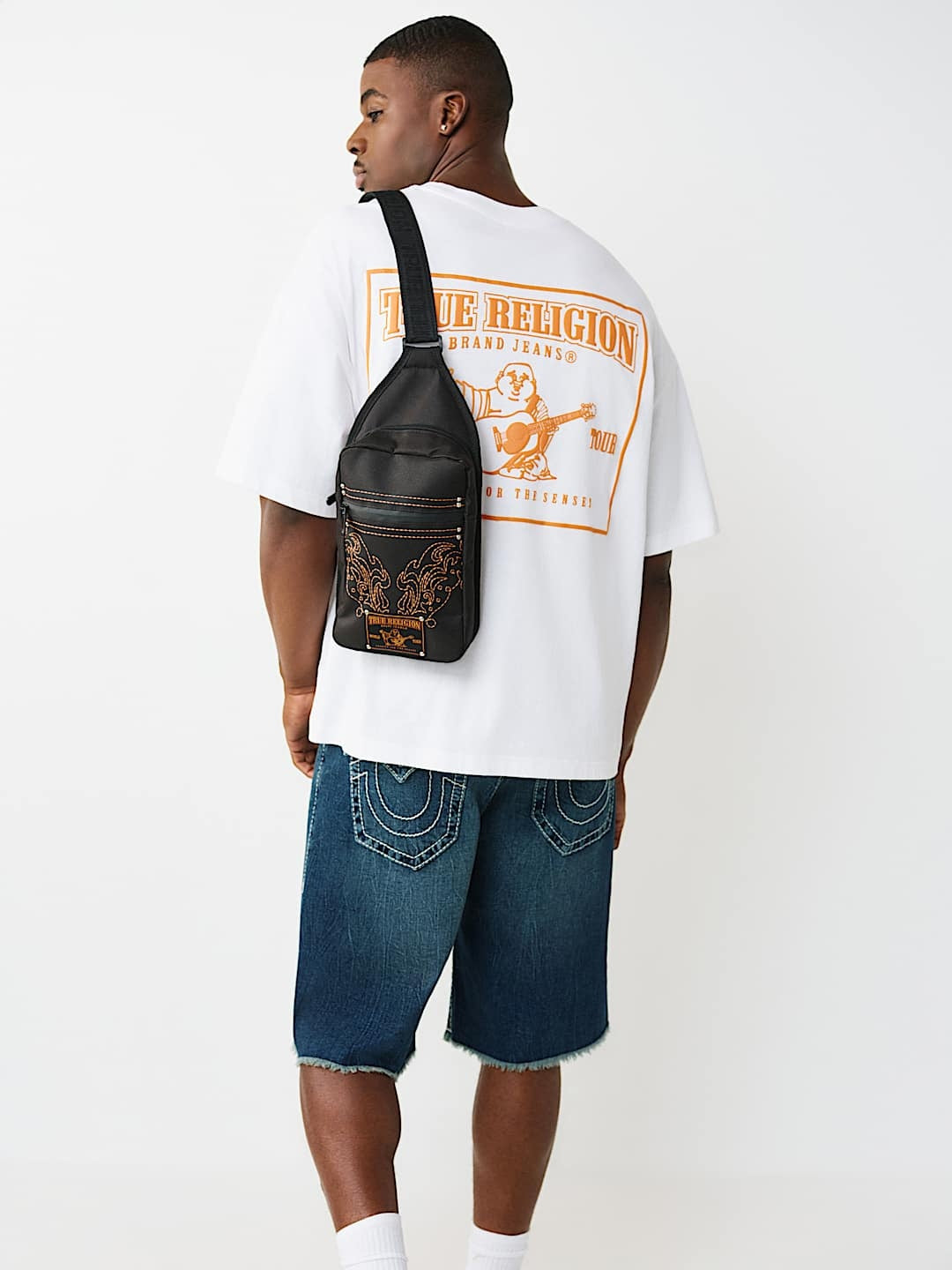 True Religion Bag Emb Patch Sling Jet Black