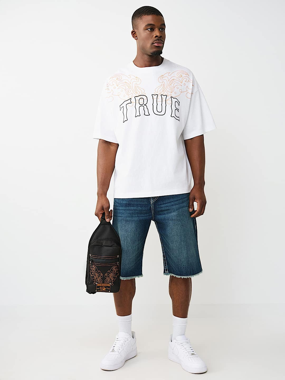 True Religion Bag Emb Patch Sling Jet Black