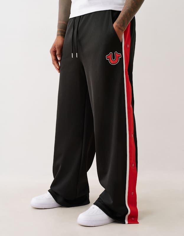 True Religion Snap Off Baggy Track Pants Jet Black
