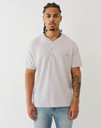 True Religion Ss Pique Mineral Patch Henley Quiet Grey