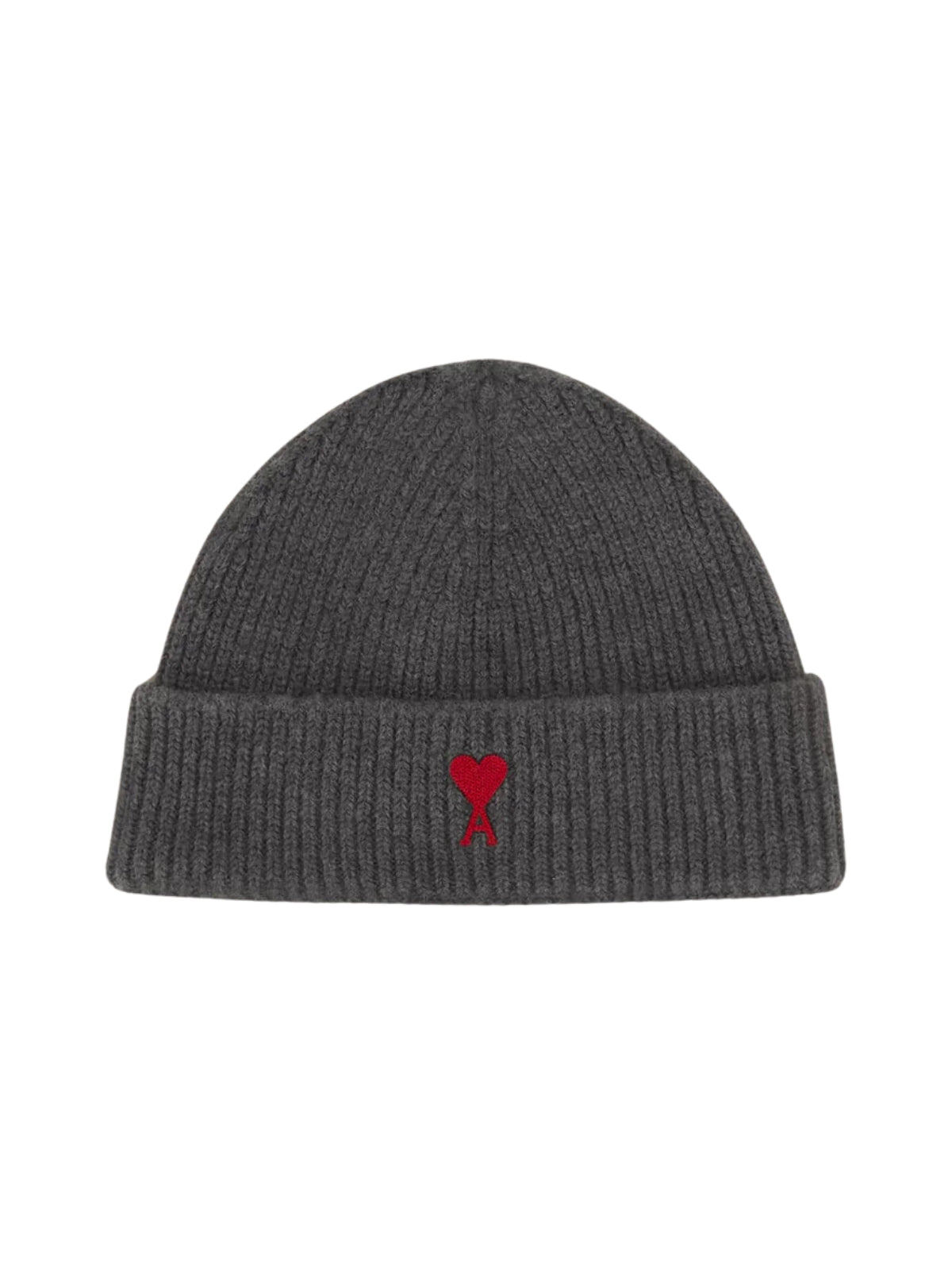 Ami Beanie De Coeur Heather Grey-Red - 1