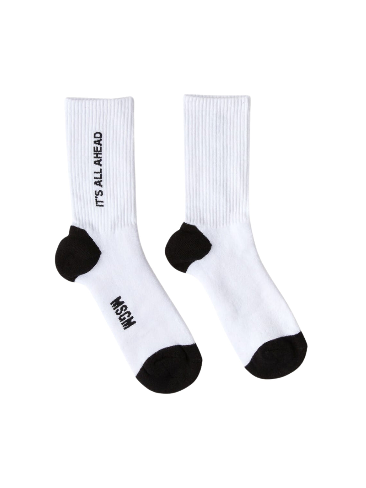 Msgm Socks Logo White-Black