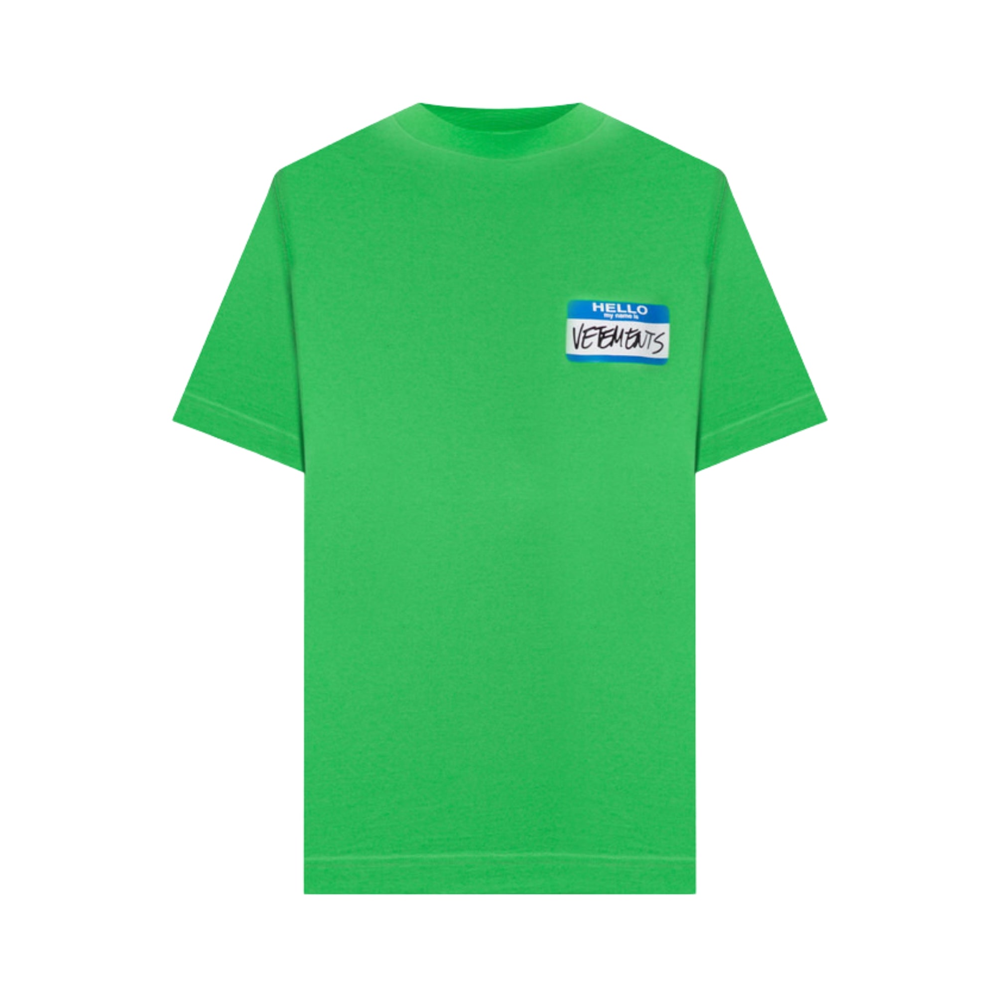 Vetements T-Shirt My Name Sticker Cropped Boxy Neon Green