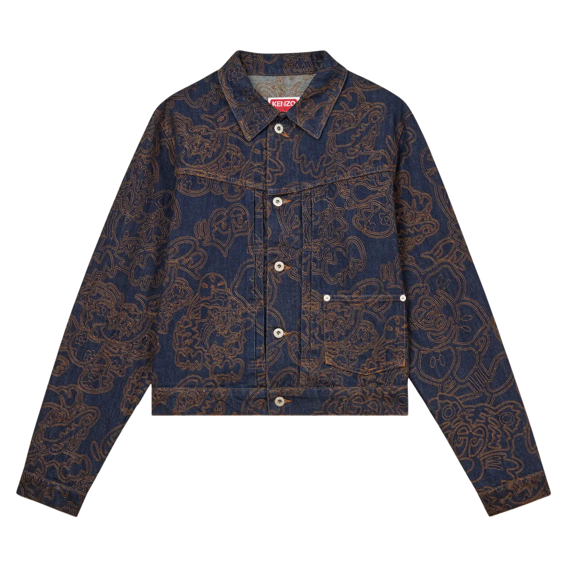 Kenzo Jacket Allover Print Denim Blue-Brown – AL Capone Premium
