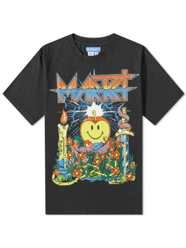 Market T-Shirt Smiley Dungeons Half Apple Black