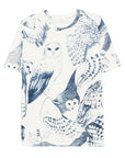 Jil Sander T-Shirt Allover Owl Print White-Blue