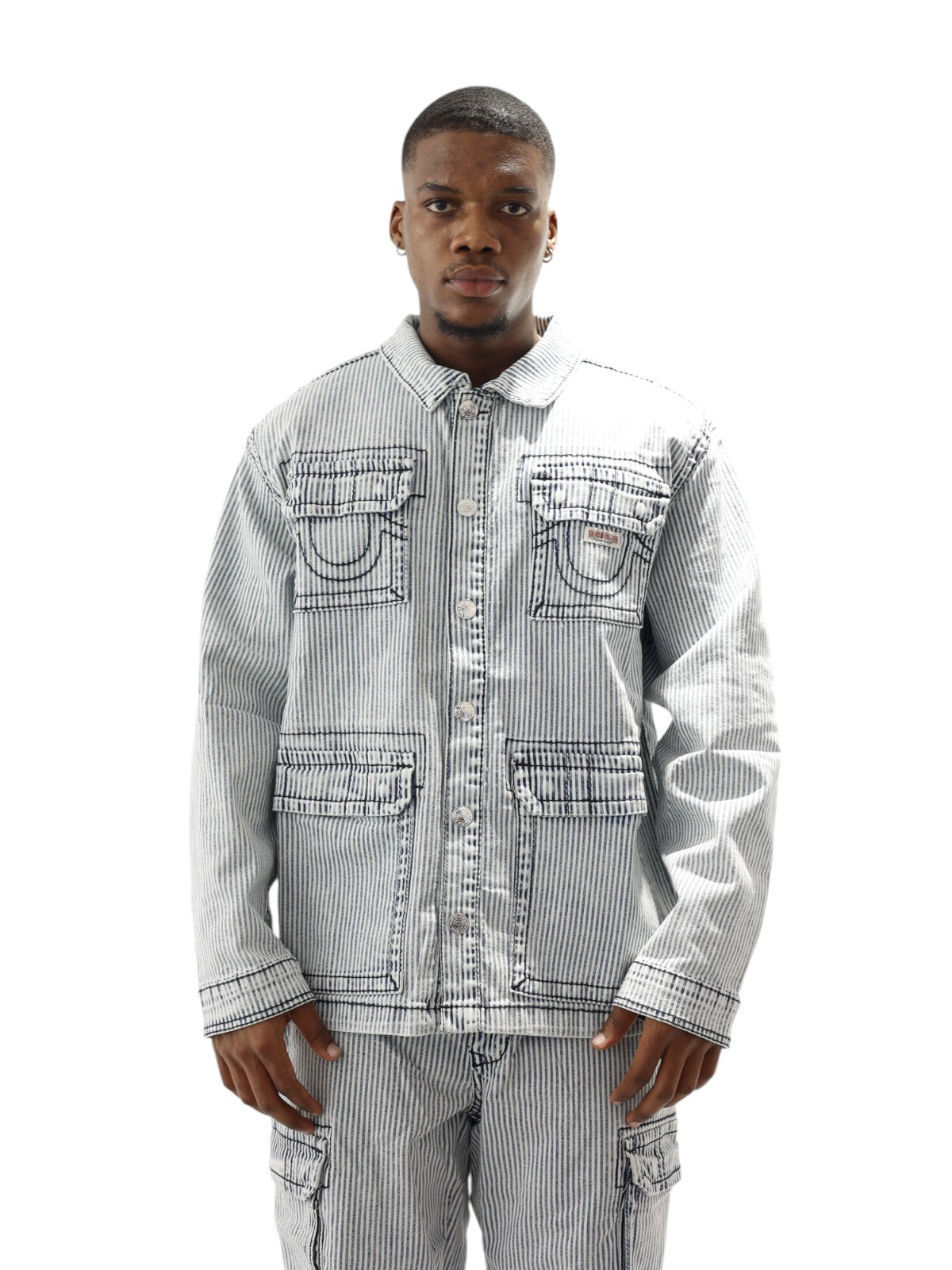 True Religion Hickory Big T Military Shacket Crashing Wave Wash