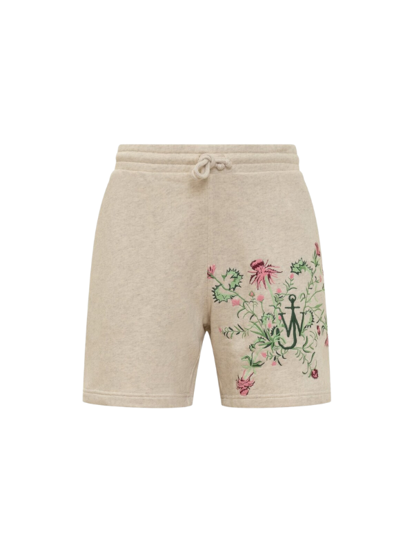 Jw Anderson Shorts Thistle Embroidery Oatmeal Melange