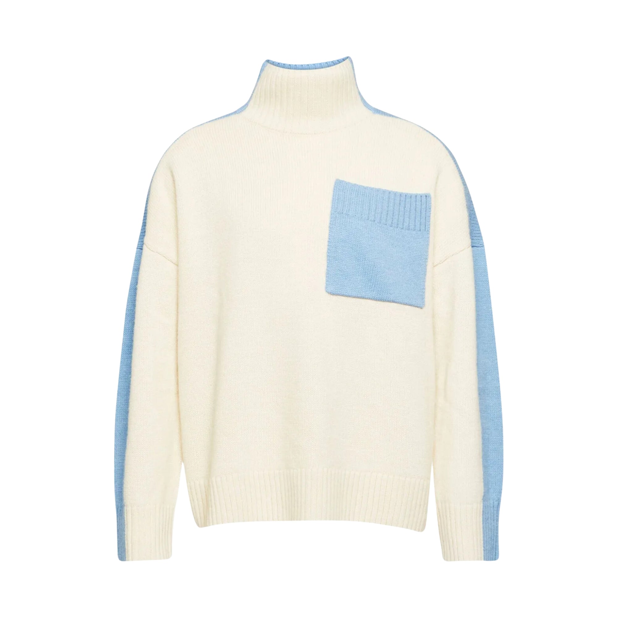 Jw Anderson Sweater Two Tone Patch Pocket Ivory-Sky Blue