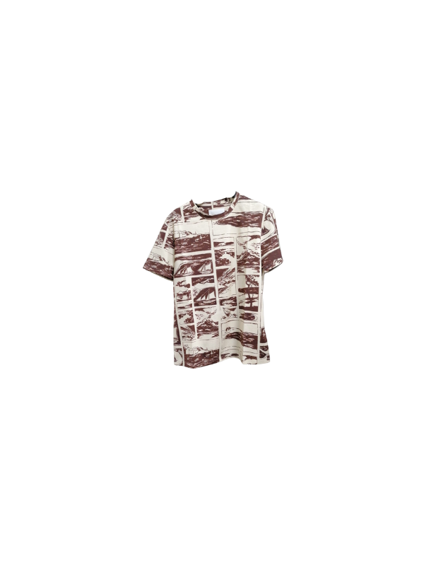 Jil Sander T-Shirt Allover Block Print White-Brown