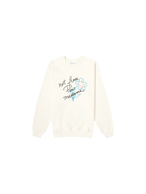 Drole De Monsieur Sweater Slogan Print Cream