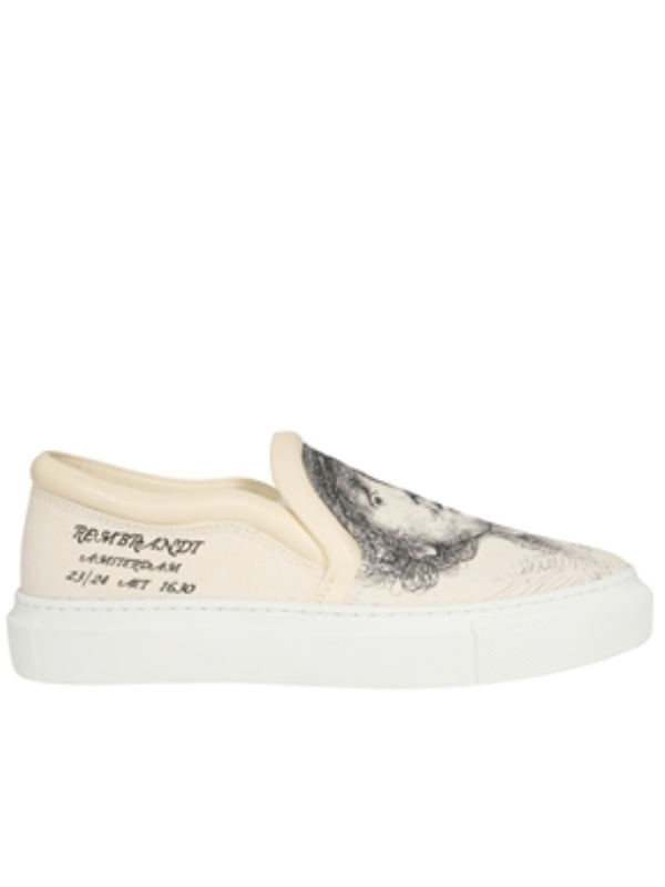 Jw Anderson Sneaker Canvas Print Rembrant White-Nappa Beige