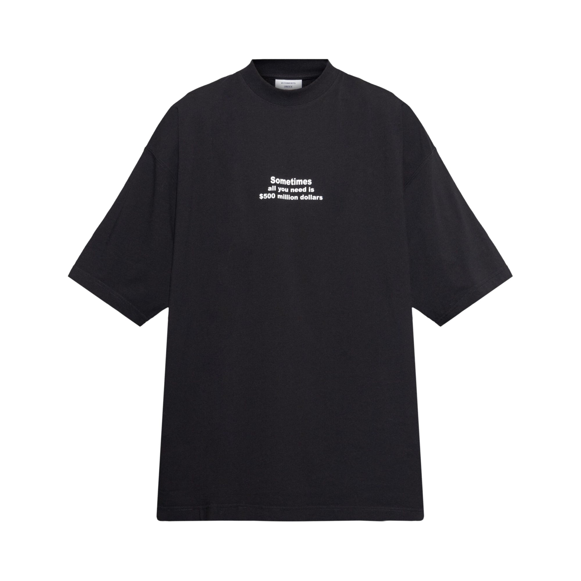 Vetements T-Shirt 500 Million Dollars Oversized Black