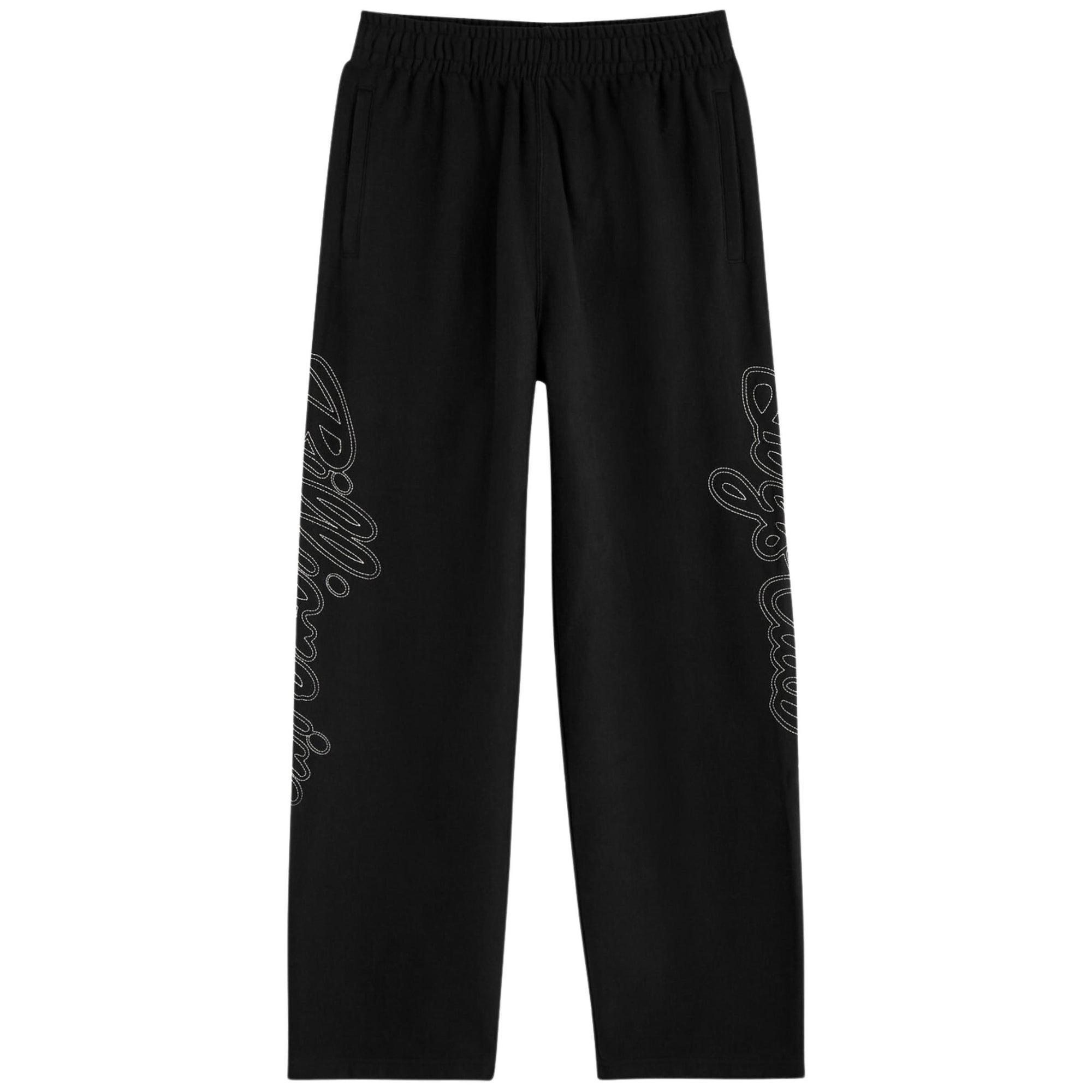 Billionaire Boys Club Track Pants Script Logo Chain Stitch Wide Leg Black