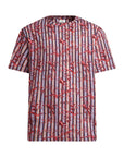 Etro T-Shirt Striped Allover Print Red-Blue