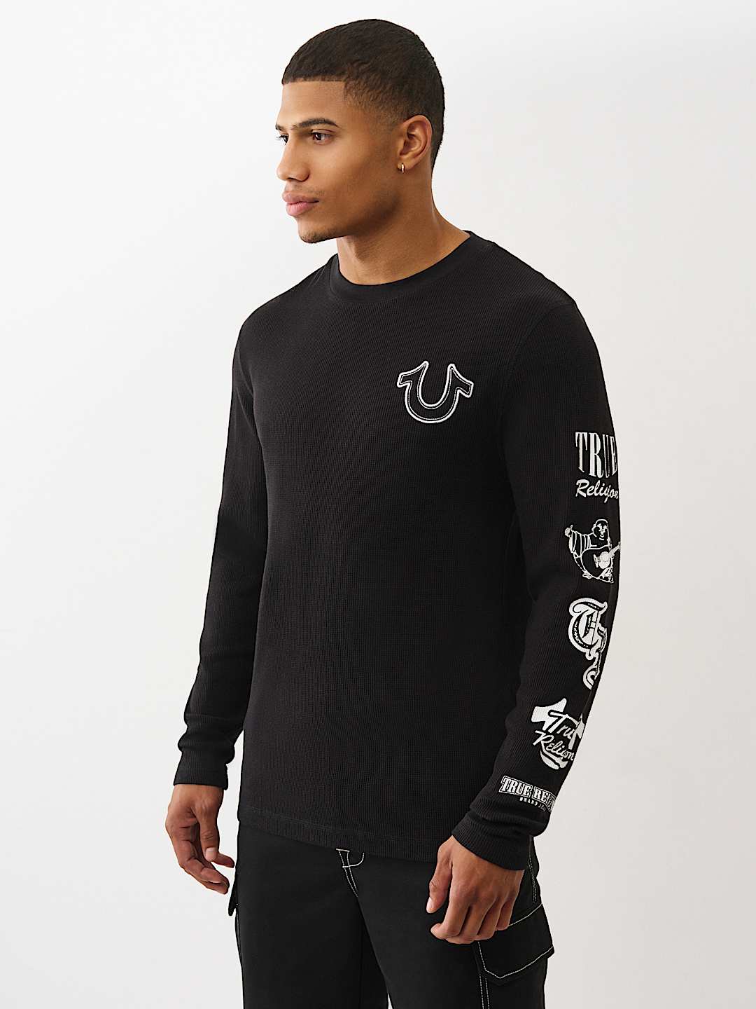 True Religion Sweater Self Hs Ls Thermal Jet Black