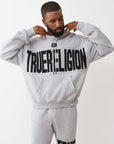 True Religion Hoodie Knit Panel Tr Cinched Heather Grey