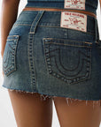 True Religion Skirt Sadie Mini Gotham Grind Dark Wash