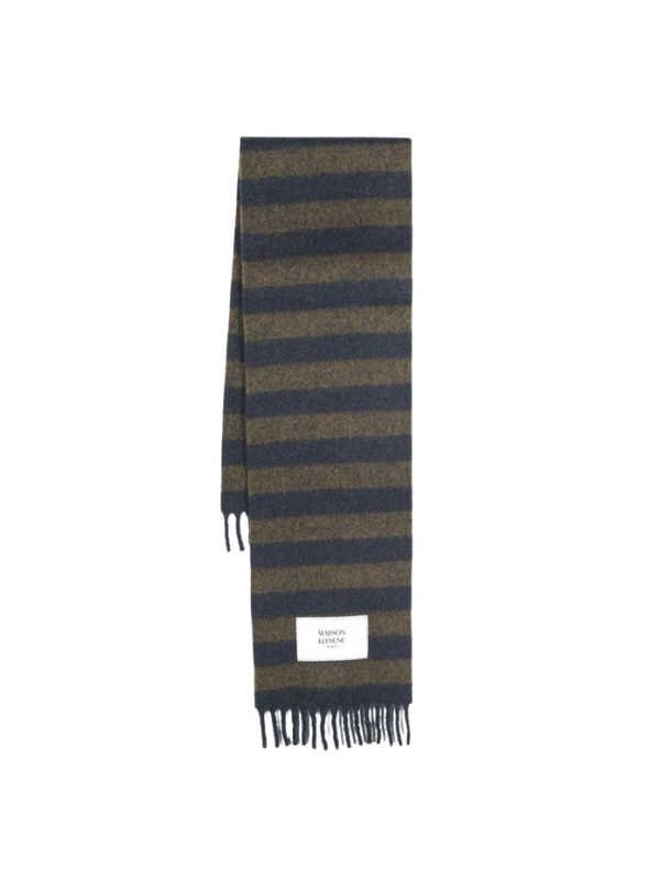 Maison Kitsune Scarf Rugby Stripes Ink Blue-Brown