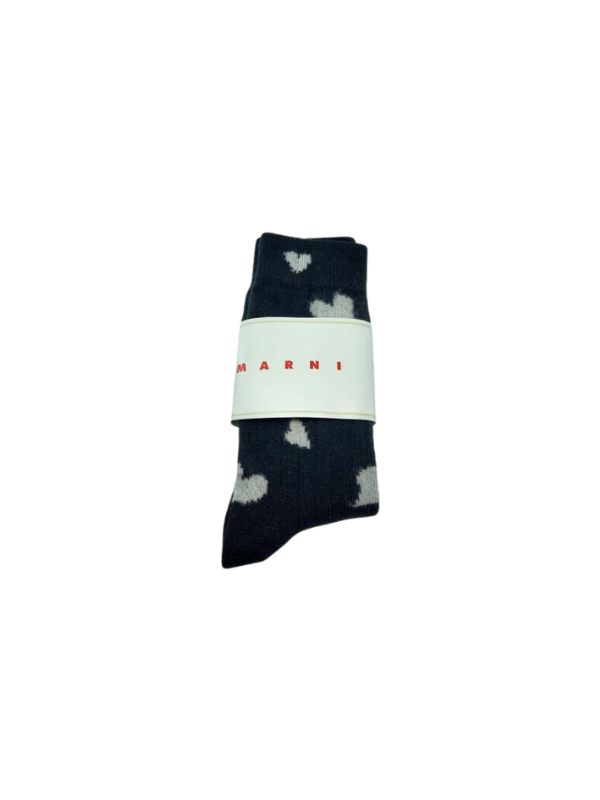 Marni Socks Allover Hearts Black-White