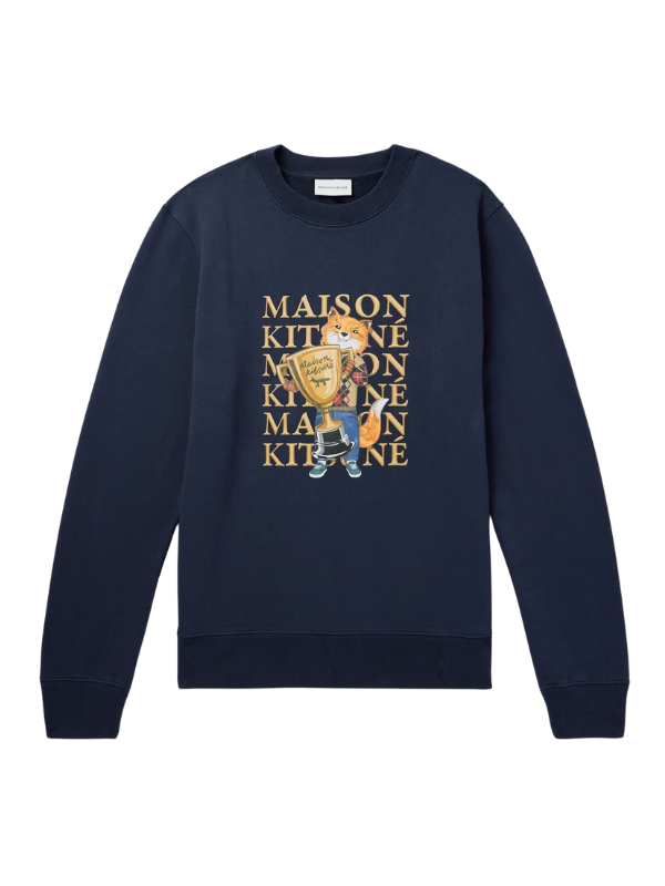 Maison Kitsune Sweater Fox Champion Navy – AL Capone Premium