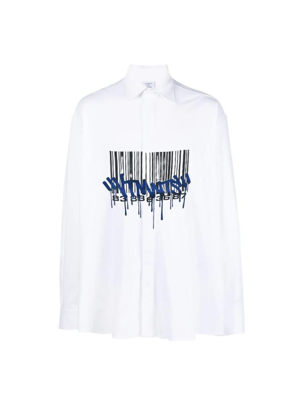 Vtmnts Shirt Barcode Drip White