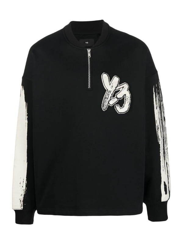 Y-3 Sweater Logo Half Zip Black - 1