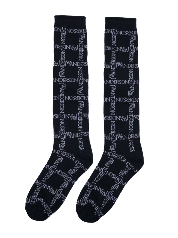 Jw Anderson Socks Logo Grid Long Black/White