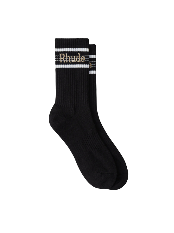 Rhude Socks Sport Stripe Logo Black