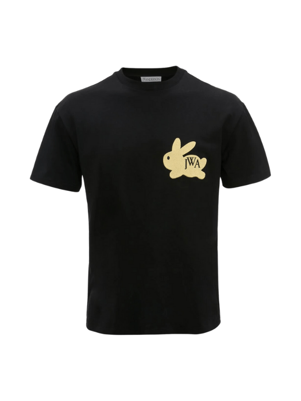 Jw Anderson T-Shirt Bunny Embroidery Logo Black