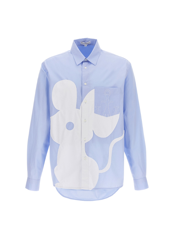 Jw Anderson Shirt Mouse Applique Light Blue