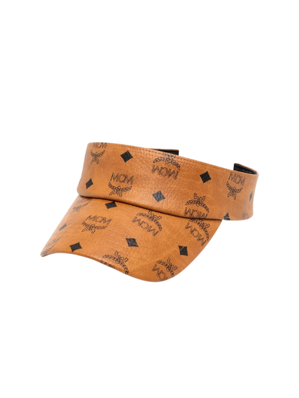 Mcm Cap Visetos Visor Allover Print Camel-Black