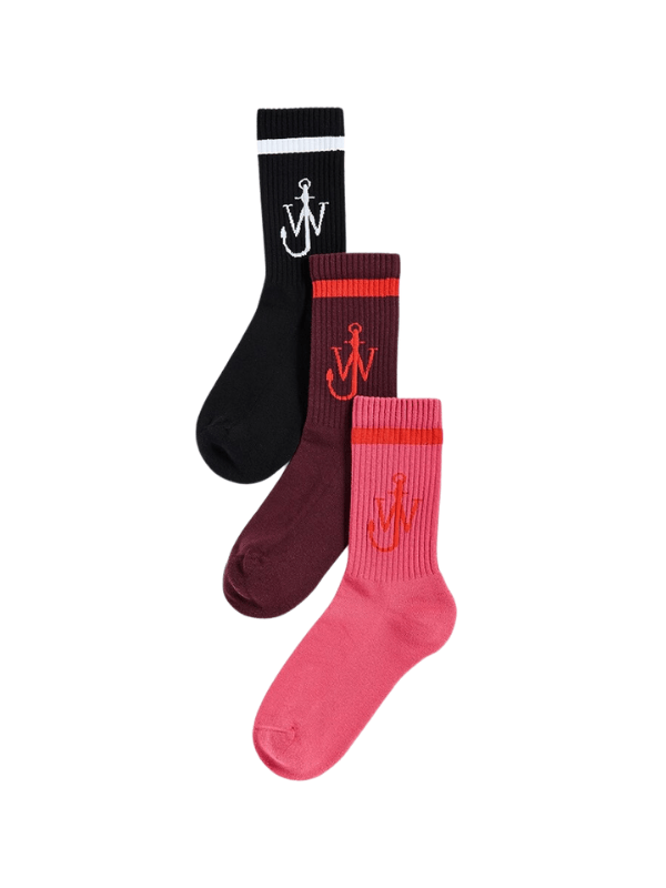 Jw Anderson Socks Bundle Anchor Black-Bright Pink-Burgundy